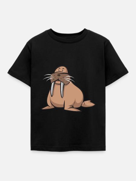 Walross - Kinder T-Shirt - Schwarz