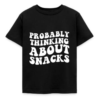 Retro Probably Thinking About Snacks funny eating - T-shirt Enfant - noir - Devant - AI Model Kid Female (0cm)