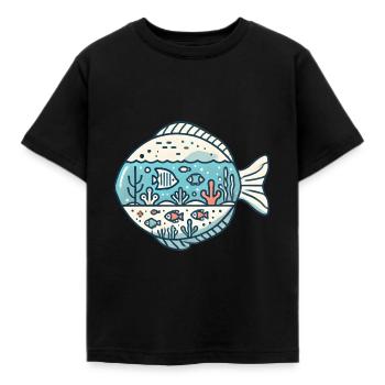 Fisch - Kinder T-Shirt - Schwarz - Vorne - AI Model Kid Female (0cm)