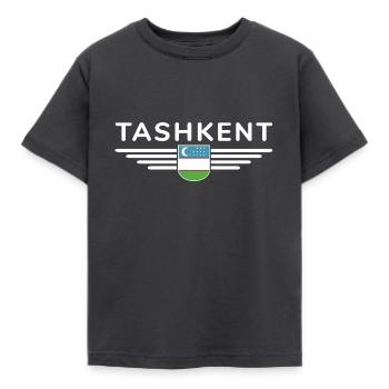 Taschkent T-Shirt – Usbekistans Herz - Kinder T-Shirt - Dunkelgrau - Vorne - AI Model Kid Female (0cm)