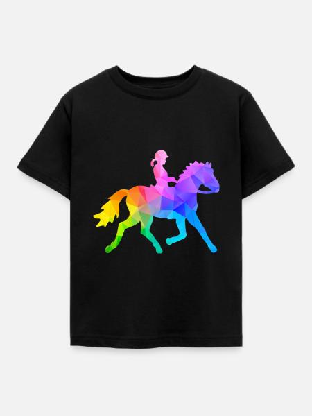 Ponyreiten Mädchen - Kinder T-Shirt - Schwarz