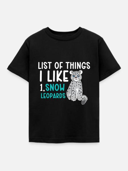 Schneeleopard - Kinder T-Shirt - Schwarz