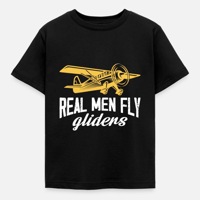 Real men fly gliders Design for a rc plane - Kids' T-Shirt - black