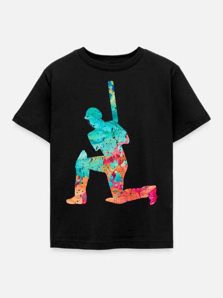 Cricket-Spieler in Popart - Kinder T-Shirt - Schwarz