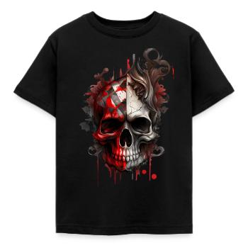 Splash mehrfarbiger Schädel. Pokerface - Kinder T-Shirt - Schwarz - Vorne - AI Model Kid Female (0cm)