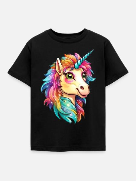 Hübsches Einhorn - Kinder T-Shirt - Schwarz