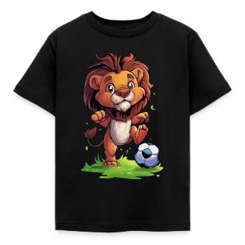 Fußball Löwe Leone Lion Sternzeichen Lew - Kinder T-Shirt - Schwarz - Vorne - AI Model Kid Female (0cm)