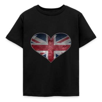 Great Britain heart - Kids' T-Shirt - black - Front - AI Model Kid Female (0cm)