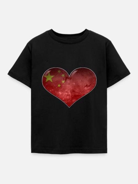China-Herz - Kinder T-Shirt - Schwarz