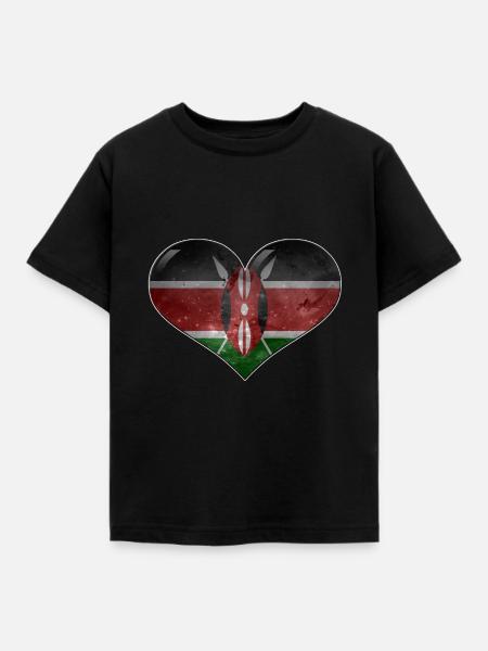 Kenia-Herz - Kinder T-Shirt - Schwarz