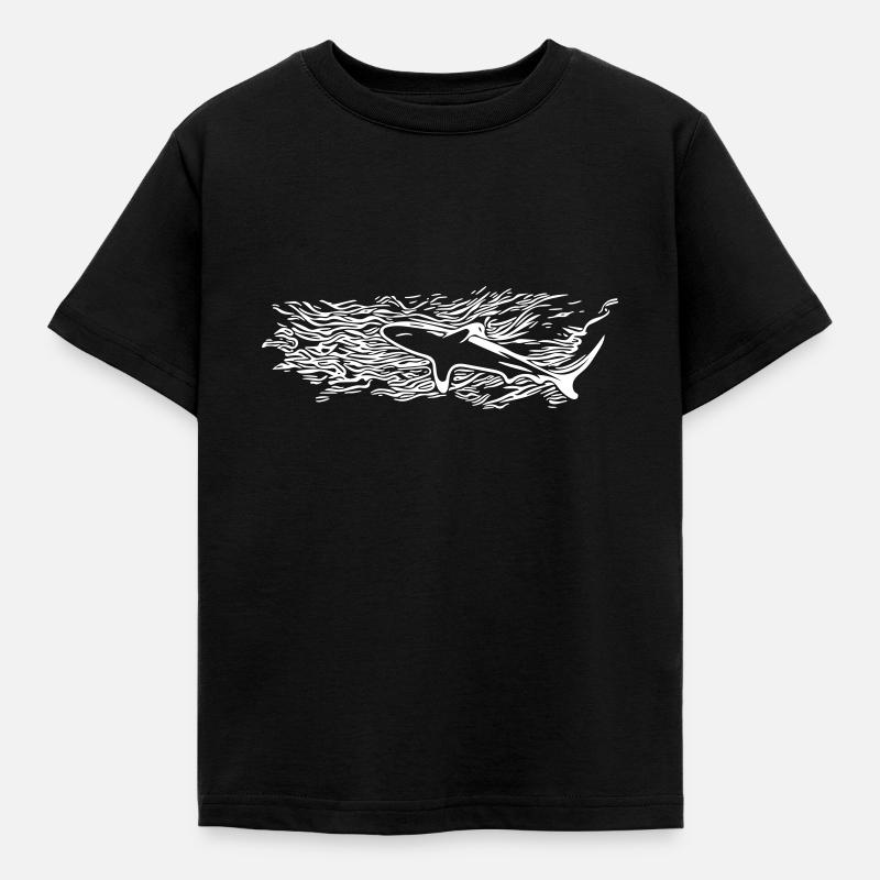 Shark Surface Silhouette - Kinder T-Shirt - Schwarz