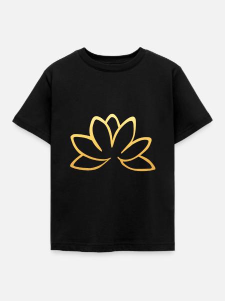 Goldene Lotusblume - Kinder T-Shirt - Schwarz