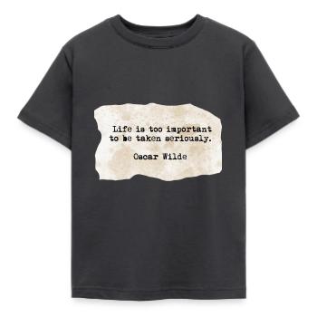 Oscar wild quote - Kids' T-Shirt - dark grey - Front - AI Model Kid Female (0cm)