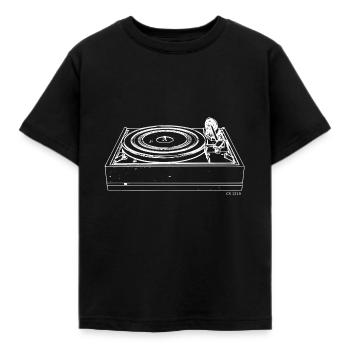 Plattenspieler Dual 1219 Turntable retro weiss - Kinder T-Shirt - Schwarz - Vorne - AI Model Kid Female (0cm)