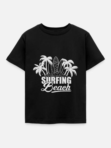 surfing beach - Kinder T-Shirt - Schwarz