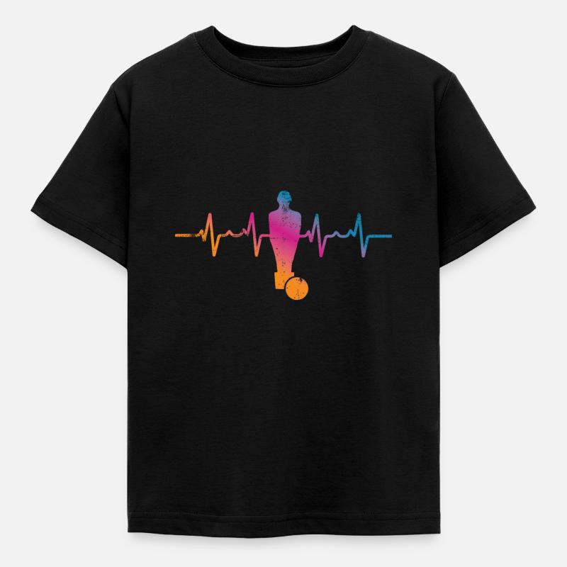 Tischfußball Herzschlag - Kinder T-Shirt - Schwarz