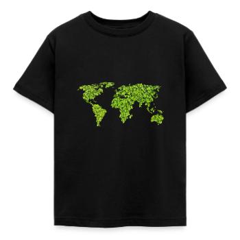 Green World Map - Kinder T-Shirt - Schwarz - Vorne - AI Model Kid Female (0cm)