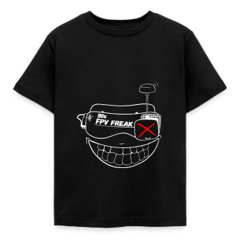 FPV FREAK SMILE - Kinder T-Shirt - Schwarz - Vorne - AI Model Kid Female (0cm)