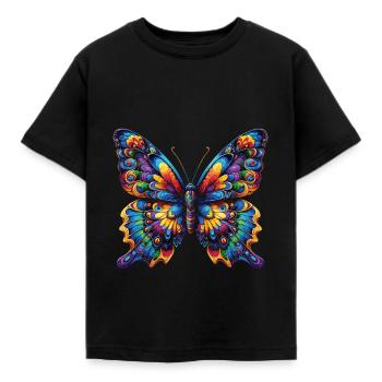 Colorful beauty: Colorful butterfly - Kids' T-Shirt - black - Front - AI Model Kid Female (0cm)
