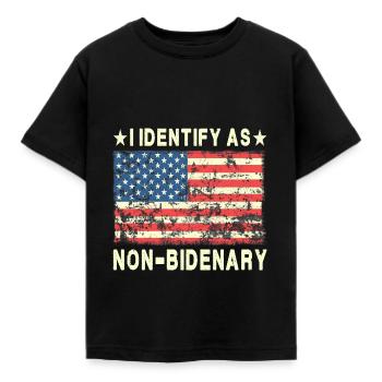 Je m’identifie comme non-bidénal - 2024 - T-shirt Enfant - noir - Devant - AI Model Kid Female (0cm)
