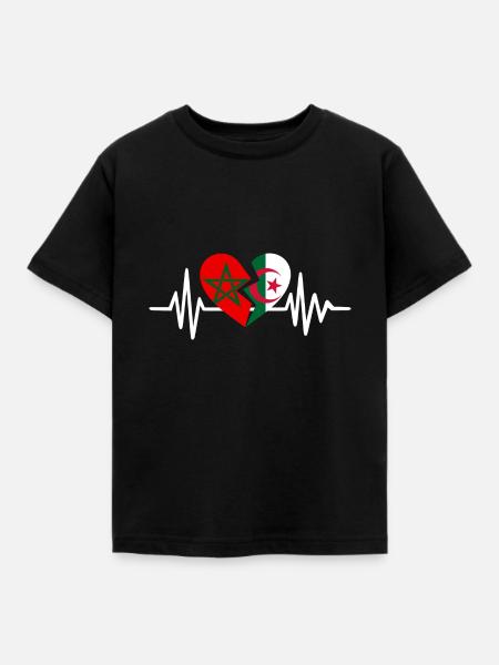 Heartbeat Marokko Algerien - Kinder T-Shirt - Schwarz