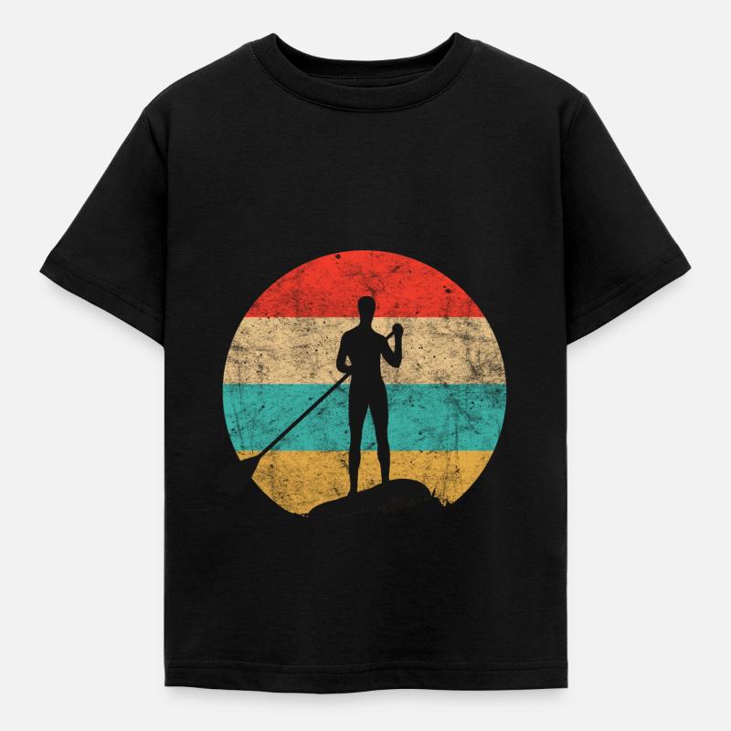 paddle with board - Kids' T-Shirt - black