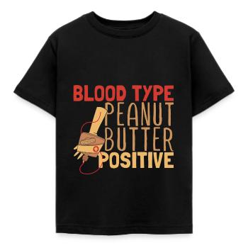 Blutgruppe Erdnussbutter positiv - Kinder T-Shirt - Schwarz - Vorne - AI Model Kid Female (0cm)