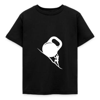 Sisyphos Sisyphus Kettlebell Kugelhantel Fitness - Kinder T-Shirt - Schwarz - Vorne - AI Model Kid Female (0cm)
