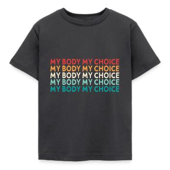 Mein Körper Meine Entscheidung - Kinder T-Shirt - Dunkelgrau - Vorne - AI Model Kid Female (0cm)