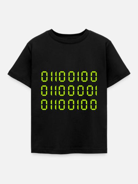 DAD - in Binär - Kinder T-Shirt - Schwarz