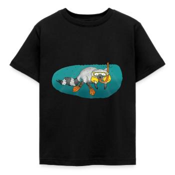 waschbär tauchen schnorcheln diving - Kinder T-Shirt - Schwarz - Vorne - AI Model Kid Female (0cm)
