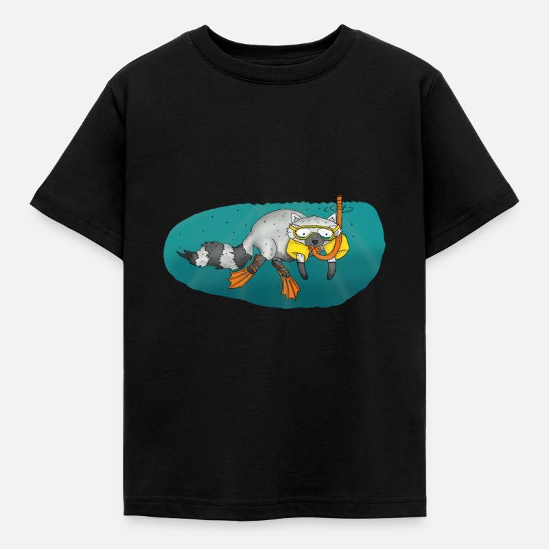 raton laveur plongée plongée diving - T-shirt Enfant - noir