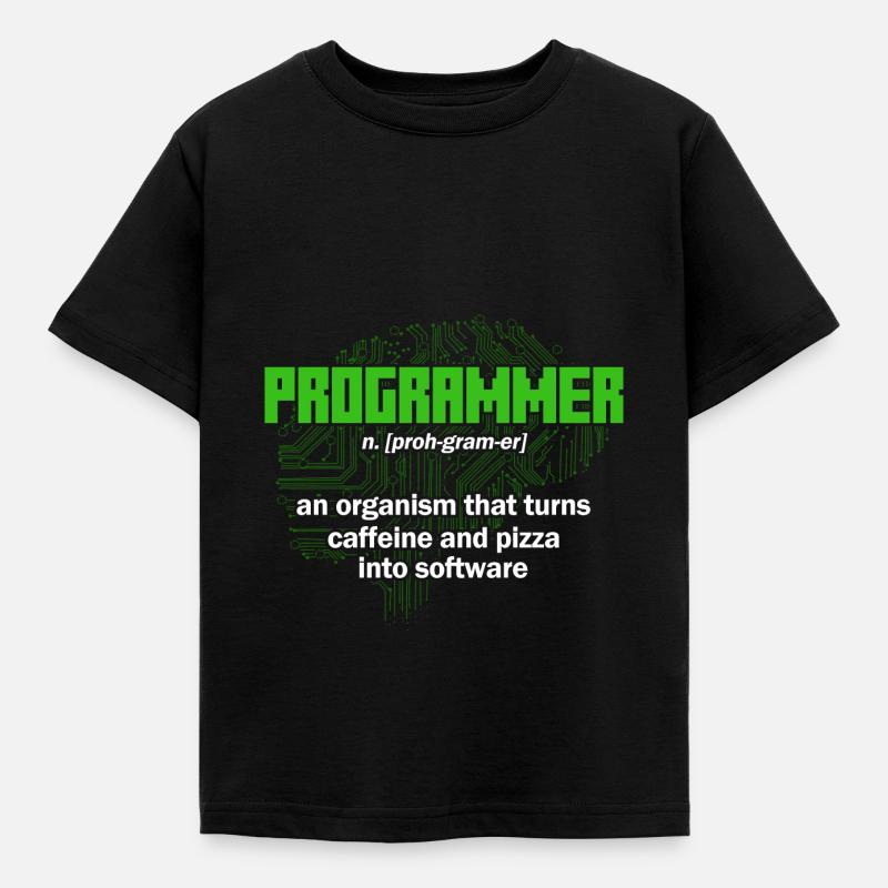 Turns caffeine and pizza into software Software-En - Kinder T-Shirt - Schwarz