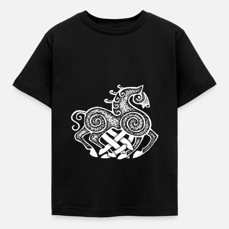 Dotwork Sleipnir - Kinder T-Shirt - Schwarz