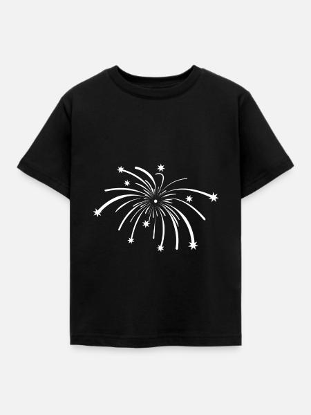 Feuerwerk Effekt Silvester - Kinder T-Shirt - Schwarz