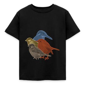 Vogel-Sammlung in Linie Kunst - Kinder T-Shirt - Schwarz - Vorne - AI Model Kid Female (0cm)