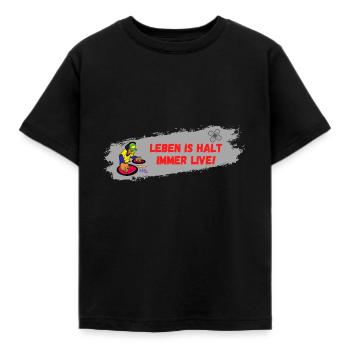 Leben is halt immer live: "DJ" - Kinder T-Shirt - Schwarz - Vorne - AI Model Kid Female (0cm)