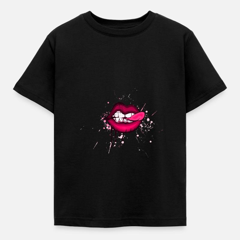 lips - Kids' T-Shirt - black