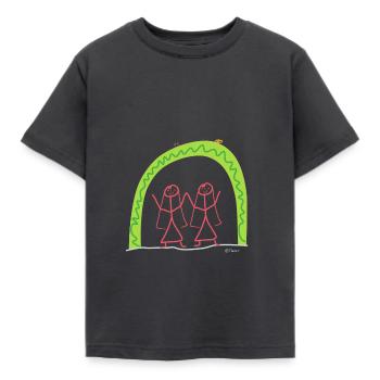 Homo Ehe Strichmännchen Gleichgeschlechtlich leben - Kinder T-Shirt - Dunkelgrau - Vorne - AI Model Kid Female (0cm)