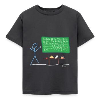 Unterricht Strichmännnchen Sprache schreiben - Kinder T-Shirt - Dunkelgrau - Vorne - AI Model Kid Female (0cm)