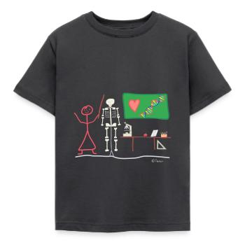 Biologie Strichmännnchen Schule Mensch Lehrer - Kinder T-Shirt - Dunkelgrau - Vorne - AI Model Kid Female (0cm)