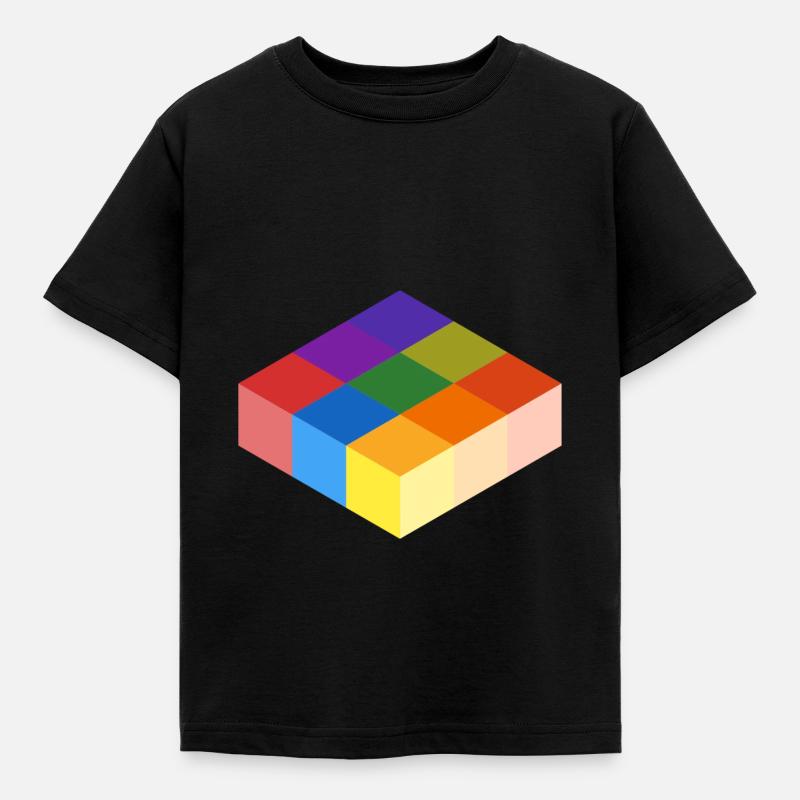 Cube Grid - Kids' T-Shirt - black