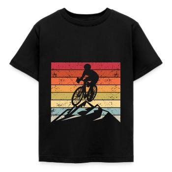 Vintage MTB Mountainbike Geschenk Fahrrad Zubehör - Kinder T-Shirt - Schwarz - Vorne - AI Model Kid Female (0cm)