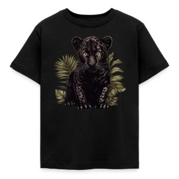 Schwarzer Baby Jaguar Wildkatze Afrika Wildnis - Kinder T-Shirt - Schwarz - Vorne - AI Model Kid Female (0cm)