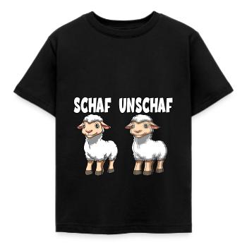Schaf Unschaf Wortspiel Wortwitz - Kinder T-Shirt - Schwarz - Vorne - AI Model Kid Female (0cm)
