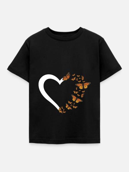 Entomology Milkweed Monarch Butterfly Heartshape - Kinder T-Shirt - Schwarz