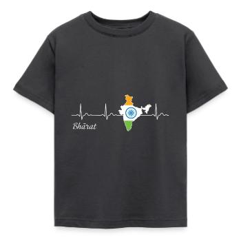 Bharat Heartbeat J’aime le drapeau de l’Inde - T-shirt Enfant - charbon - Devant - AI Model Kid Female (0cm)