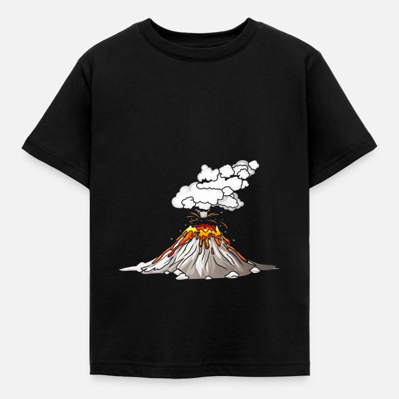 Vulkan Lava Eruption Motiv Geschenkidee - Kinder T-Shirt - Schwarz