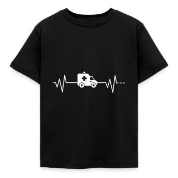 Herzschlag Krankenwagen Rettungsdienst Notarzt 19 - Kinder T-Shirt - Schwarz - Vorne - AI Model Kid Female (0cm)