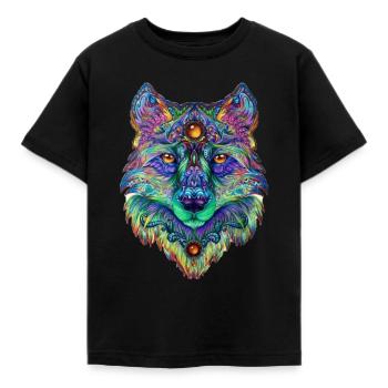Wolfpack Geek Wolf - Kinder T-Shirt - Schwarz - Vorne - AI Model Kid Female (0cm)